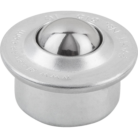 Kipp Ball Transfer Unit Housing, Form:C Steel, Comp:Stainless Steel K0760.215